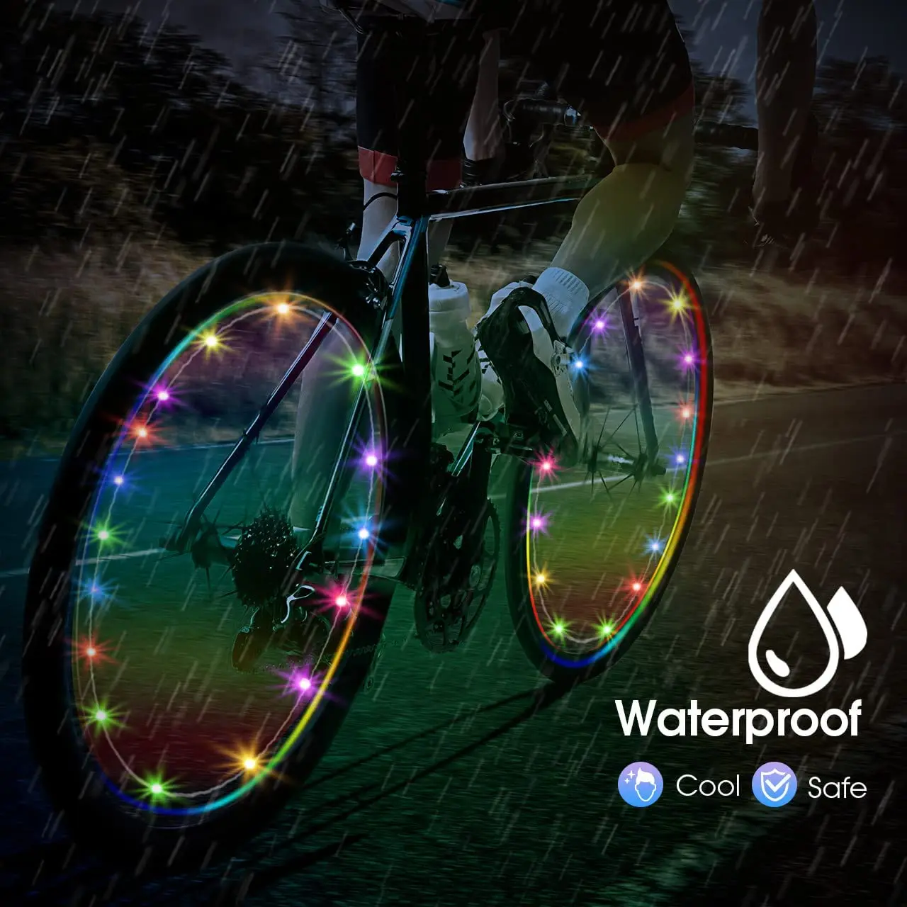 20 LEDs Waterproof LED Bicycle Wheel String Light Wire String Warning Bicycle Wheel Lights Tire Spoke Light