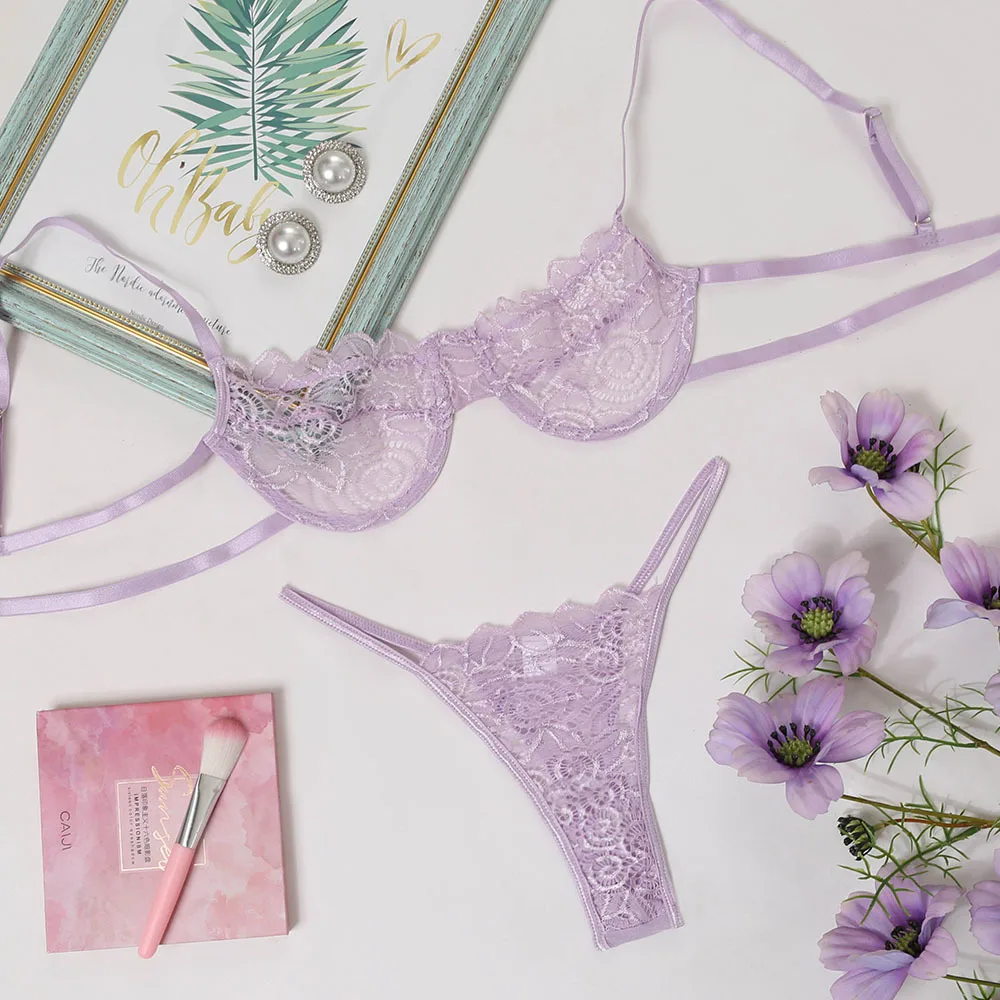 Женское кружевное прозрачное ночное белье сексуальный комплект нижнего белья/сексуальный бюстгальтер и трусики нижнее