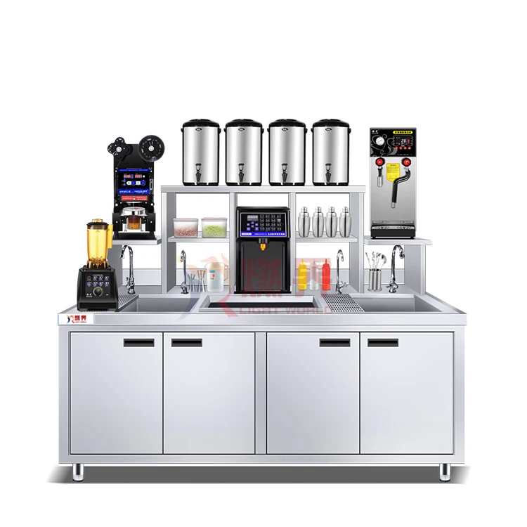 Latest Design Boba Tea Equipment Working Table Bubble Milk Tea Counter