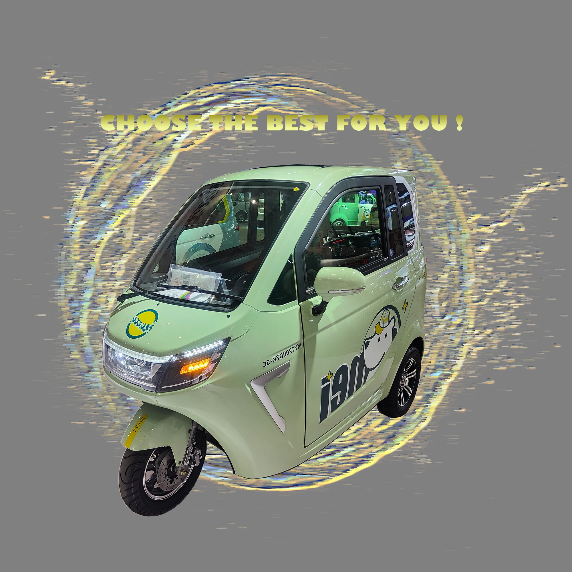 Rickshaw Family Vehicle Mid-east Fully Enclosed Closed Electric 3 Wheels Electric Trike CE LED Display 60V Cargo 1200W Motor