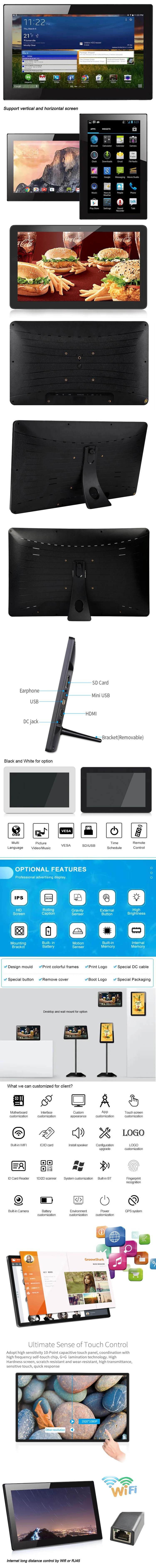 Wall hanging 15.6 inch IPS screen led advertising player 15.6 inch 1080P looping video multimedia digital signage and display