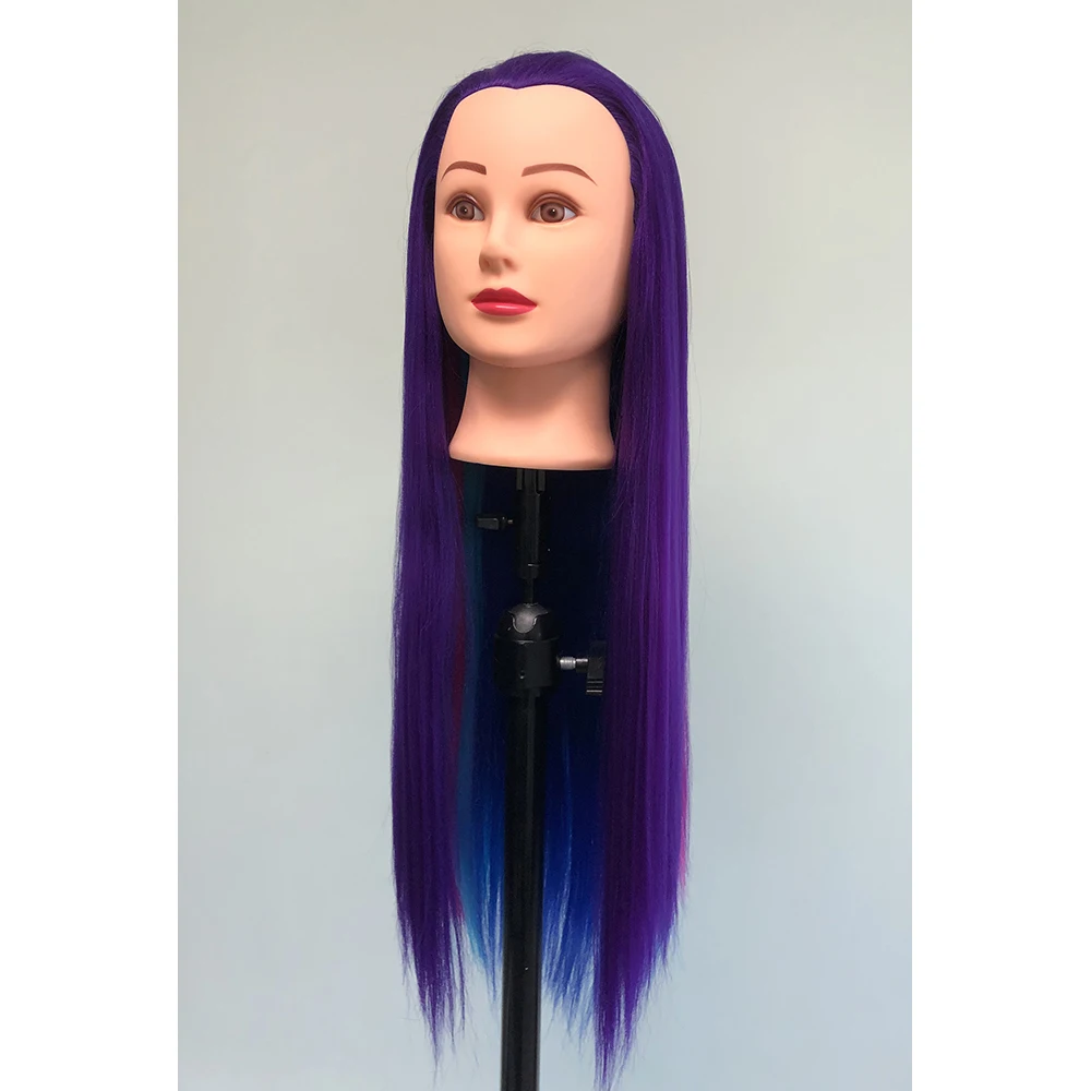 26 inch Silky Straight Training Maniquin Head With yaki  Synthetic hair Doll Head Rainbow Training Mannequin Head