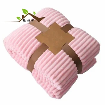 Wholesale Plush Throw Striped Pattern Sherpa Baby Throw Blanket Super Soft For Winter Cutting Flannel jacquard