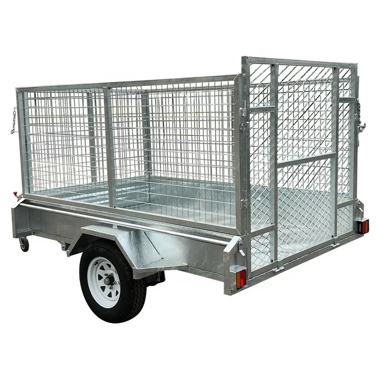 HDG 8x5 Single Axle Cage Trailer with Mesh Ramp