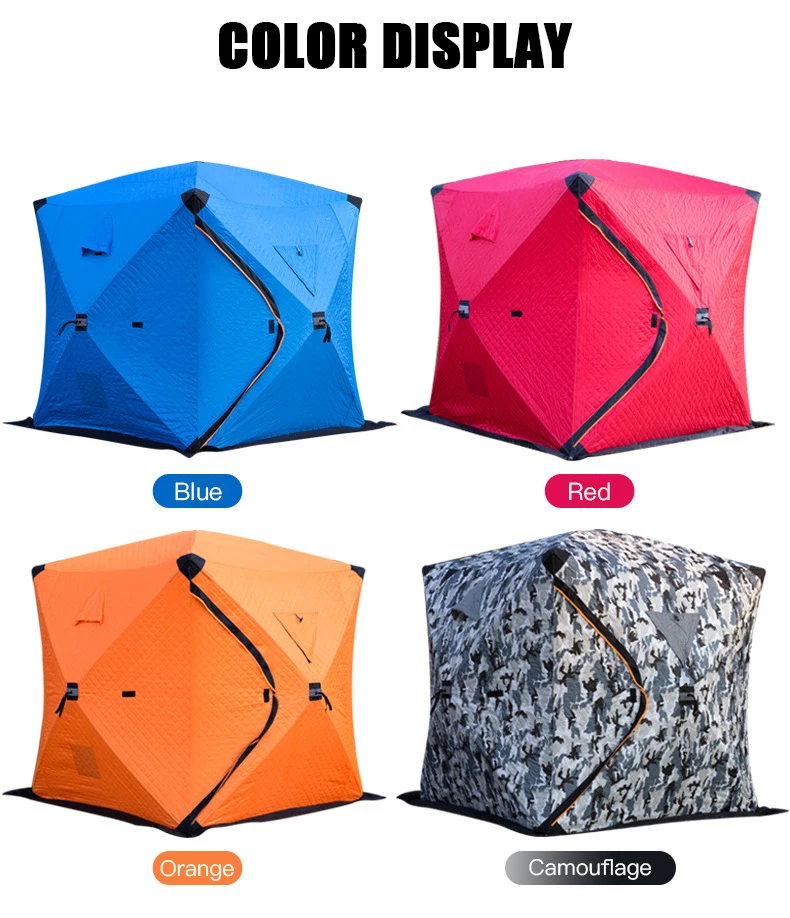 2023 outdoor mobile 6 side folding portable camping extra large insulated 2 person winter carp ice fishing steam sauna tent