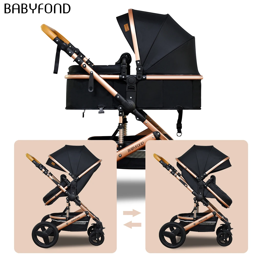 EU Ready Stock Babyfond 3 In 1 Baby Stroller With Car Seat 4 Folding Pram For Kids Ride On Travel