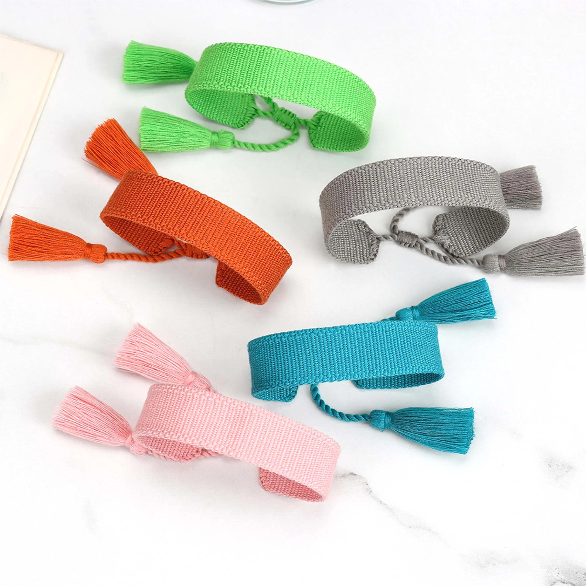 Pink Peacock Green Handmade Tassel Bracelet Friendship Braided Rope Adjustable Wristband for Women Gifts Boutique