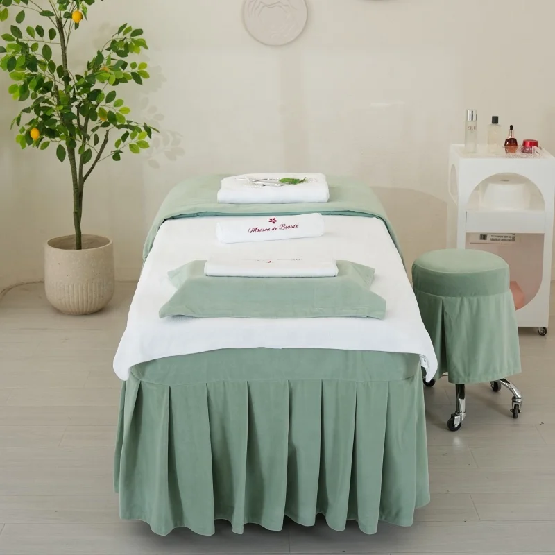 Crystal Velvet double-brushed flannel is soft and cozy SPA massage table covers set with customized logo