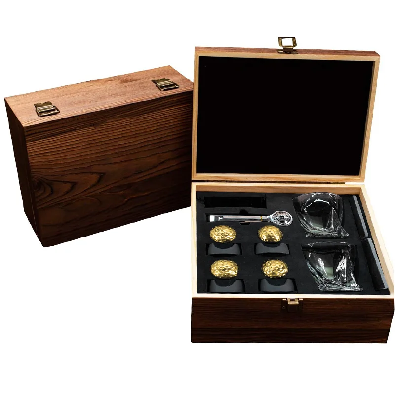 Gold color Whiskey Stones Stainless Steel Metal Ice Cubes Reusable Whiskey Rocks Beverage Golf Chilling Stones for Bourbon Drink