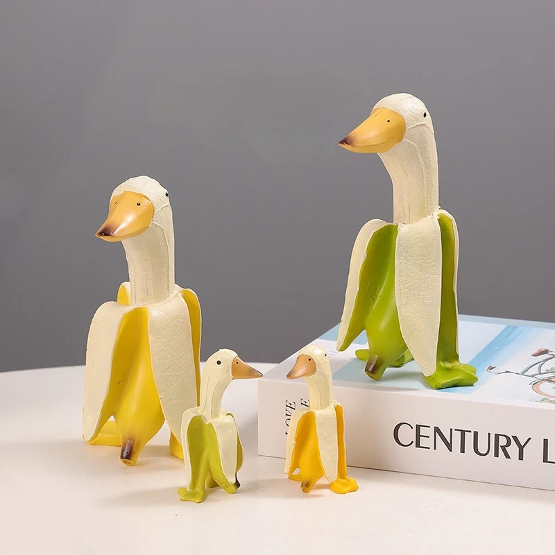 Cartoon Cute Duck Desktop Decoration Resin Crafts Cute Banana Duck Ornament Still Anxious Duck Figurine Cute Friend Gift