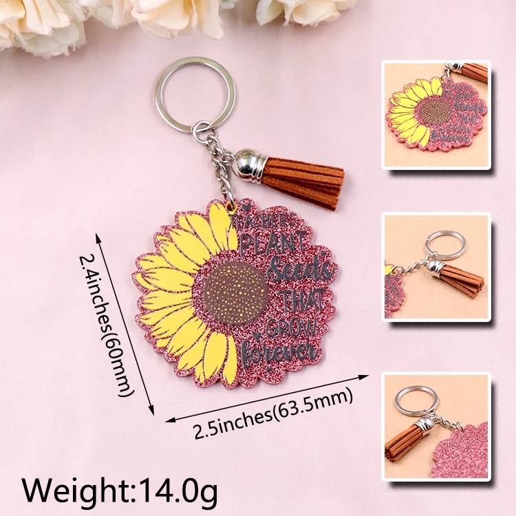 KHS230KH1144 Promotion 2022 New Teacher gift Plant Seeds That Grow Forever White Glitter Acrylic Keychain