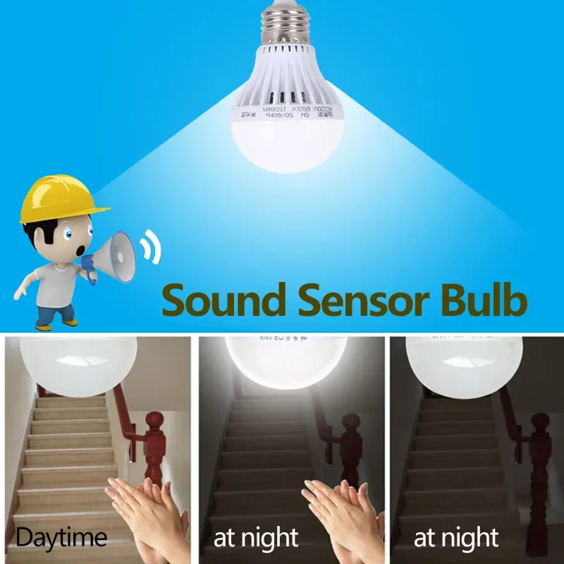 High Brightness  220V E27 SKD Sound Induction Sensor Smart Infrared PIR Motion Sensor Bulb LED Light/LED Bulb/smart bulbs