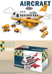 Customizable Multi-functional Educational Airplane Model Plastic Containable Cargo Toy Plane With 6 PCS Small Alloy Toy Cars