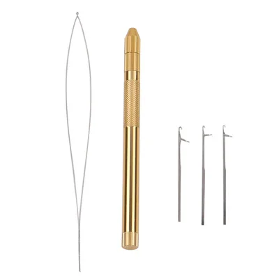 Multi-function Aluminum Hook Needle Loop Threader For Micro Rings Beads Links I-tip Hair Extensions