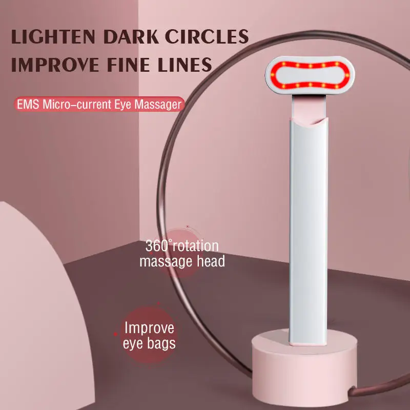 New Arrival Beauty Care Women Skincare Rotatable Led Light Wand Eye Face Lift Ems Vibration Red Light Anti Aging Therapy Wand