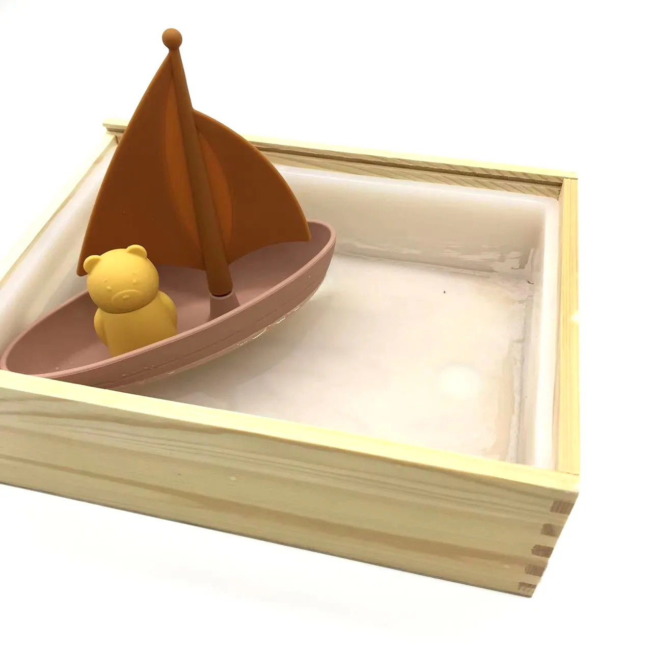 Mold Free Kids Gift Toy, Baby Bath Playing  Bathtub Fun, Cute Bear Silicone Boat Toys Set