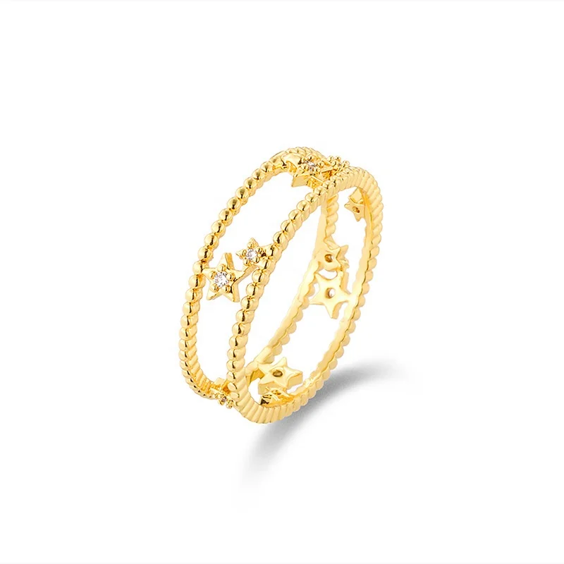 Fashion Jewelry 18K Gold Plated Jewellery Finger Ring Elegant French Retro Open Rings for Women