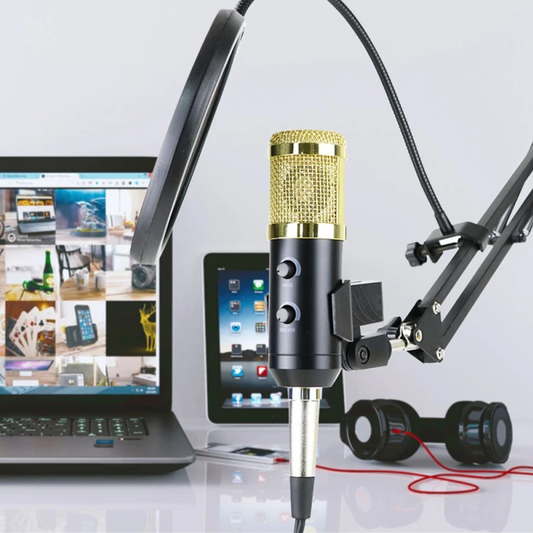 High sensitivity bm 200 podcast studio recording electret condenser microphone pc on live professional set