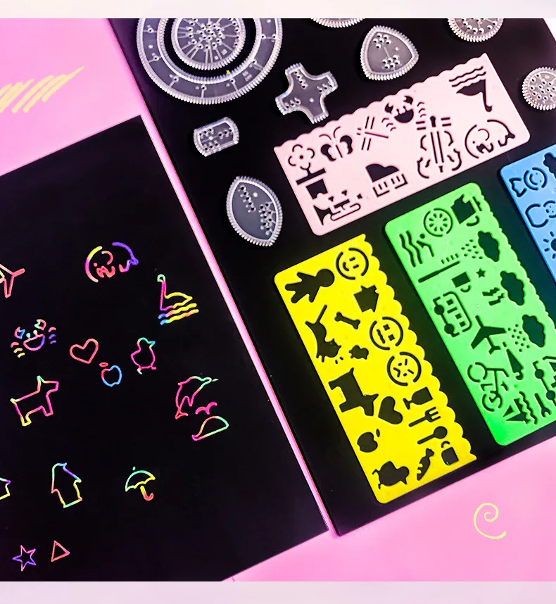 Creative Child DIY Rainbow Printing Magic Scratch Paper Black Scratch Off Drawing Paper Art Crafts Gift  For Kids