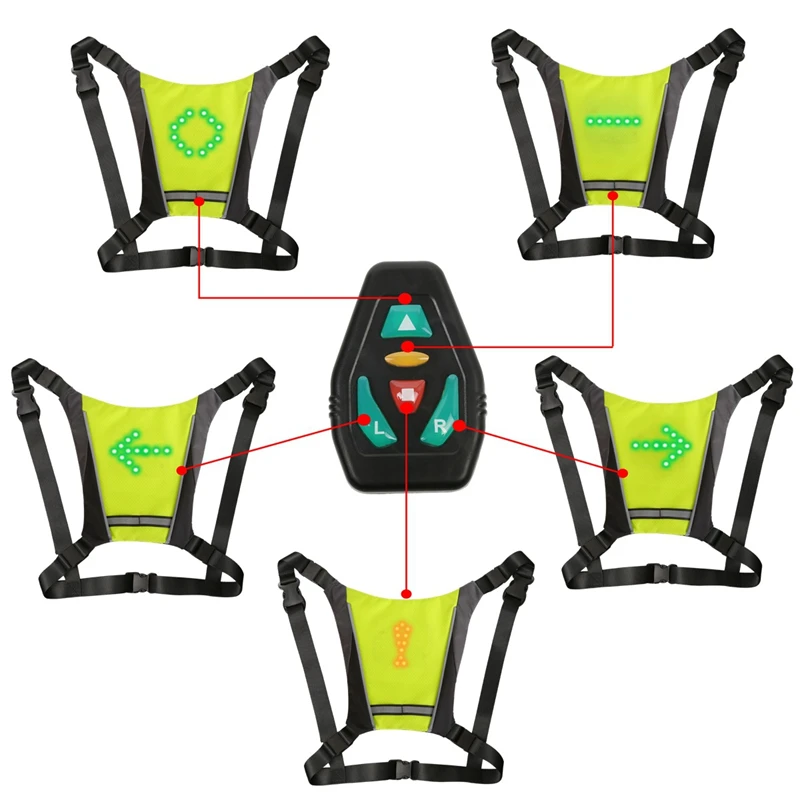 New Trend Riding Lighting With Remote Control  Led Signal Vest Bike Safety Wireless Reflective Warning Vests For Cycling Running