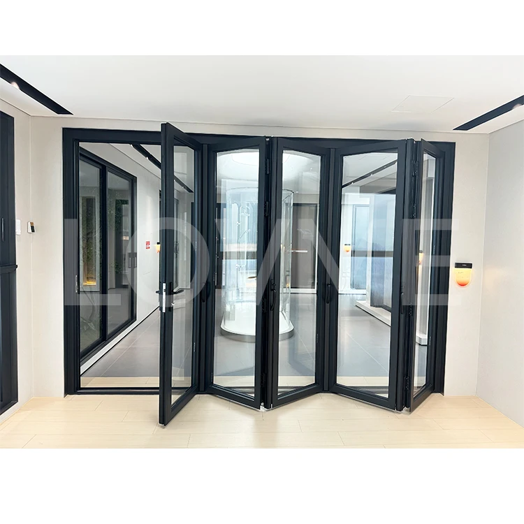 High-End Custom Outdoor Aluminum Double Glazed Double Sided Folding Patio Doors Modern Soundproof Bifold Folding Doors