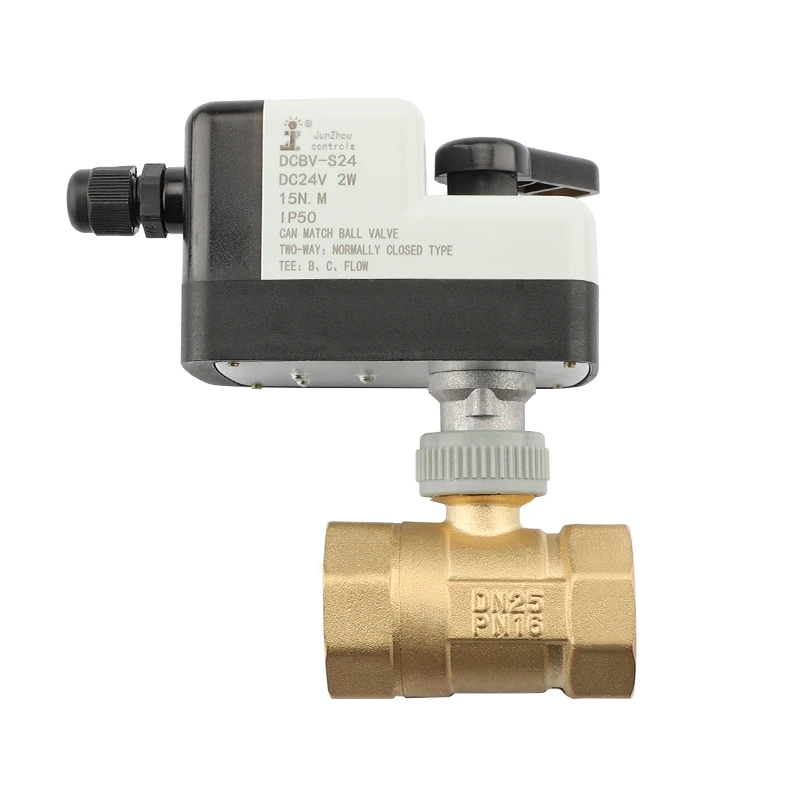 DC12V/DC24V Электрический привод OEM настраиваемый пластиковый DN25 двухходовой латунный шаровой клапан для нормальной температуры воды газ/масло контроль