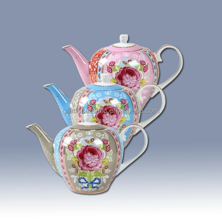 Wholesale Customized Modern Western Floral Design Ceramic Porcelain Bone china Teapot For Tea Coffee