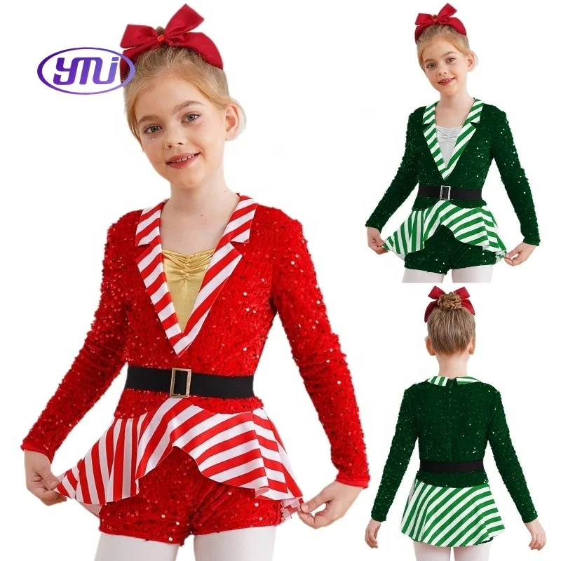 6-16 Custom Wholesale Girl Dance Leotard Child Jumpsuit Party Christmas Costume Kids Performance Wear costumes for children