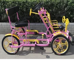 Luxurious Bicicleta 2 Person Tandem Surrey Quadricycle Sightseeing Bike For Park Rent