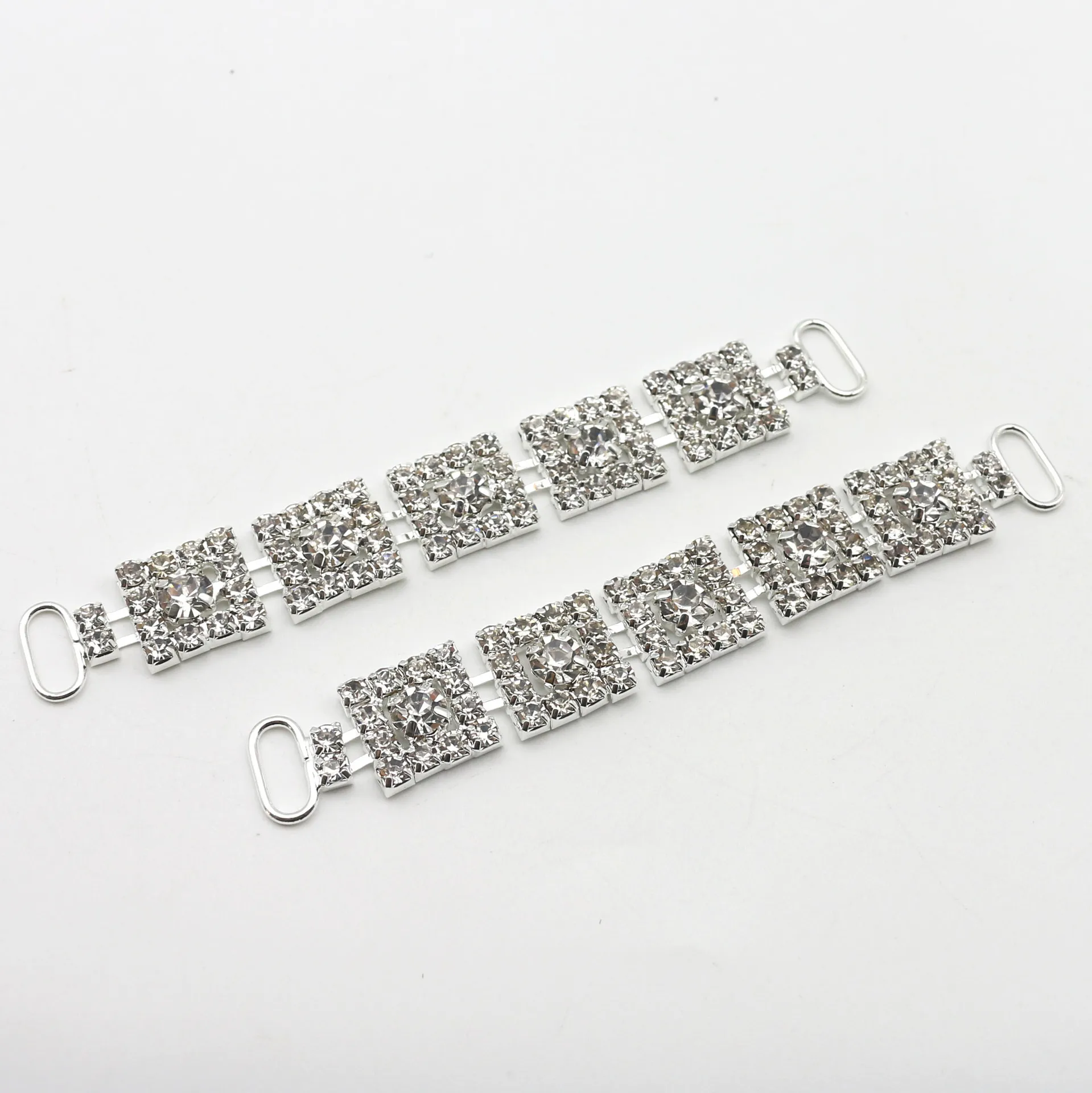 New Design 98MM Square Rhinestone Crystal Metal Bikini Connectors For Women Sexy Swimwear Beachwear Suit Shoulder Buckle