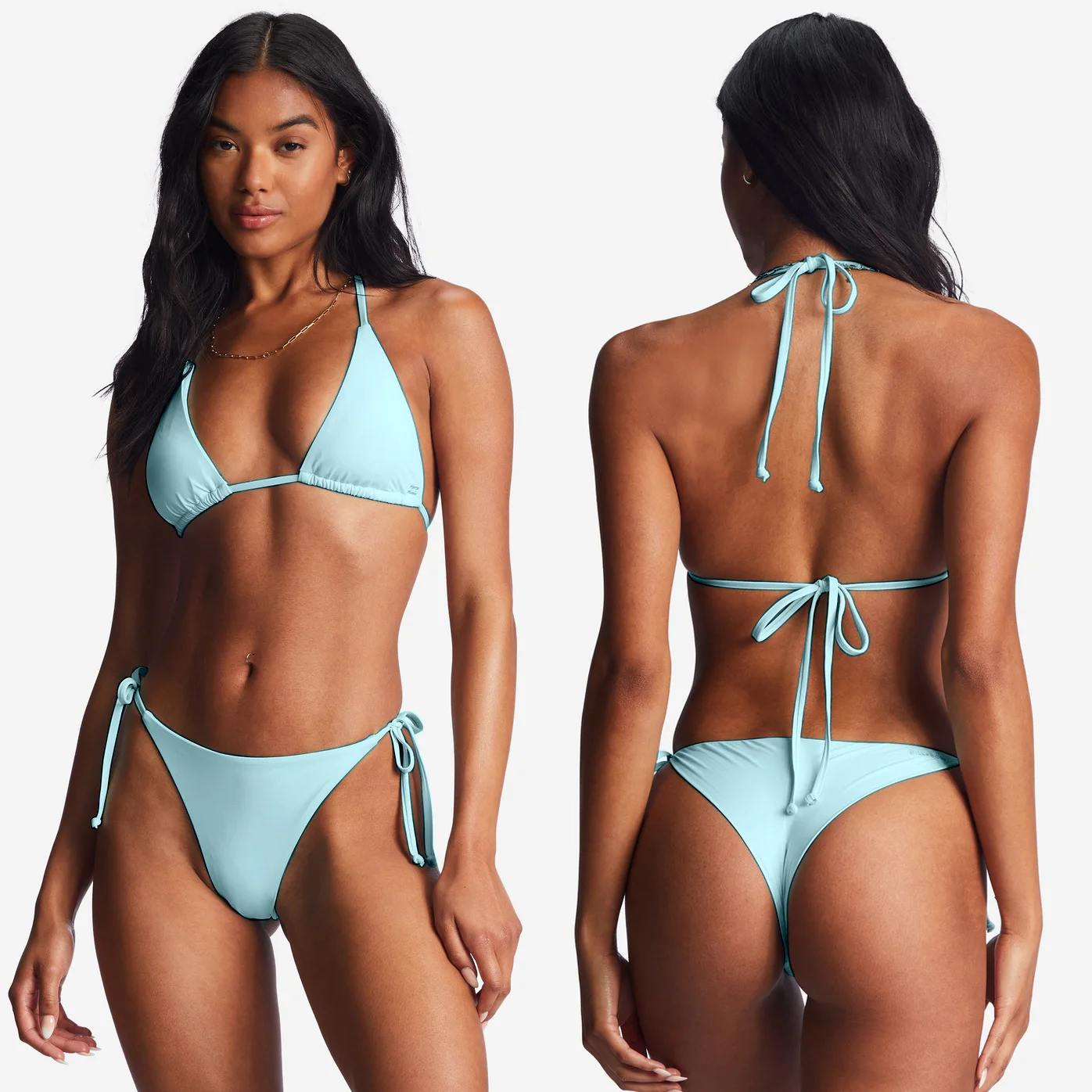 women Halter Lace-Up Triangle  Sexy Solid Pattern Breast Pad Bathing Suits beachwear Swimsuit Bikini set