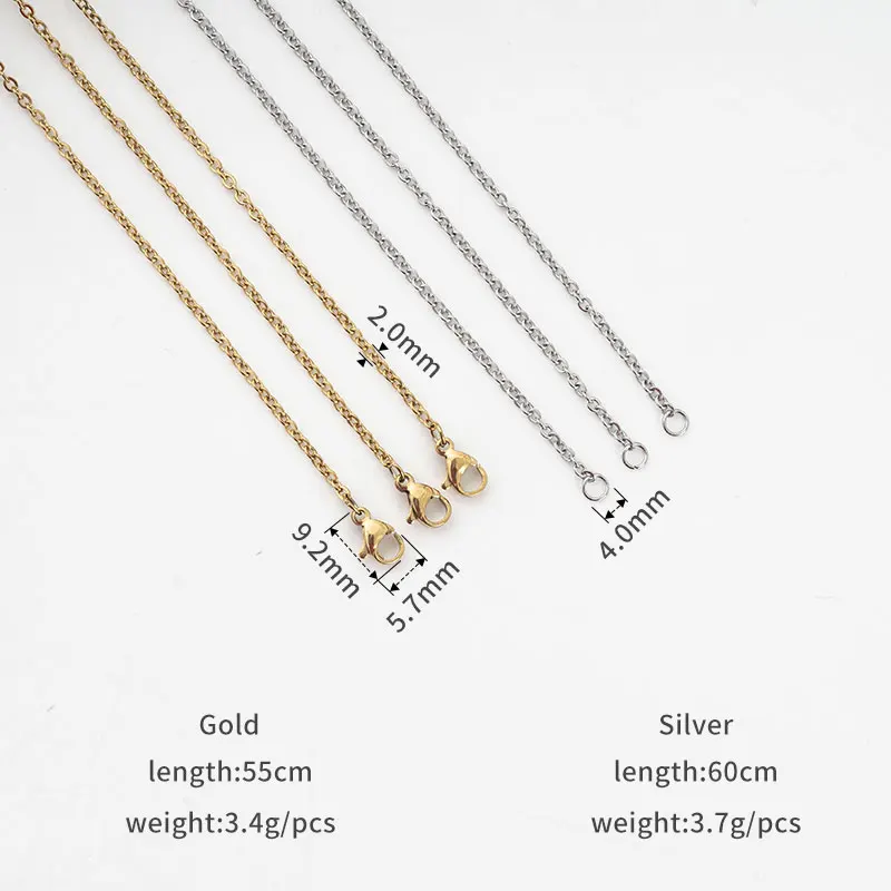 55/60cm 0.5*2mm stainless steel exquisite gold silver cheap cross chain, wholesale sales products