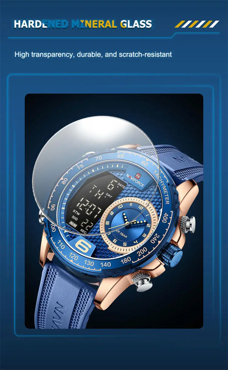 Naviforce NF9199T high quality make custom  mens hour perfect TPU big numbers date display  sports wristwatch