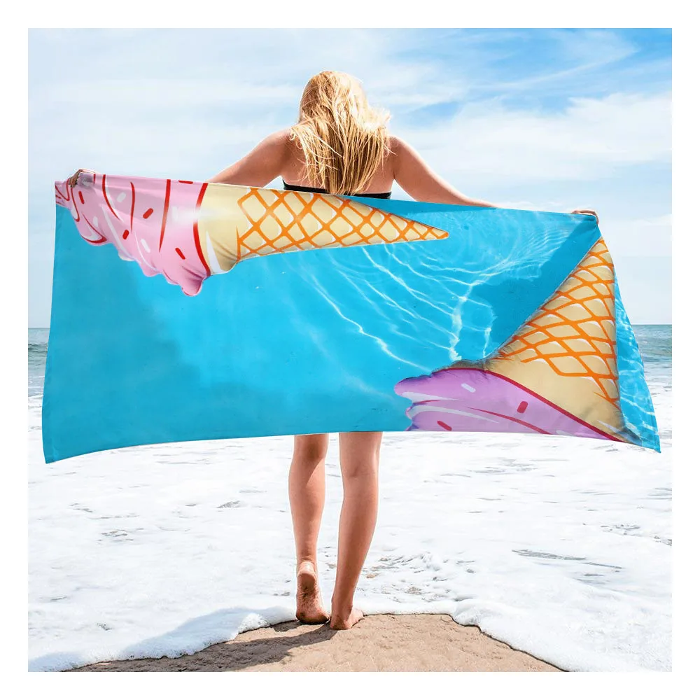 Print Custom Sand proof Waterproof Fordable Round Microfiber Pocket Beach Blanket, Towel, Mat for Picnic Camping