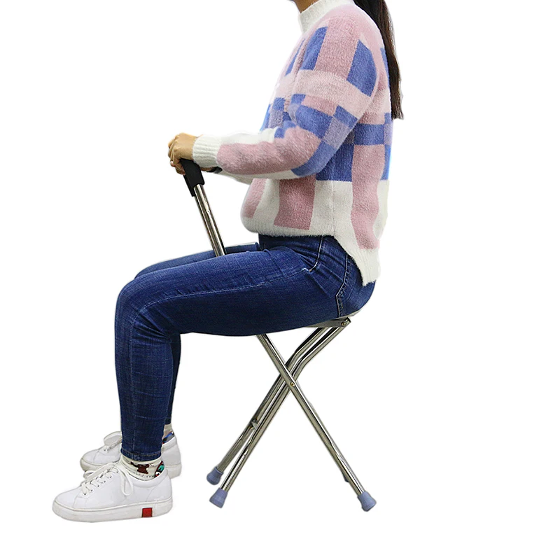 
Hot Selling portable tripod walking stick with chair ultra-light folding Stool Light Walking Cane With Seat Elder 