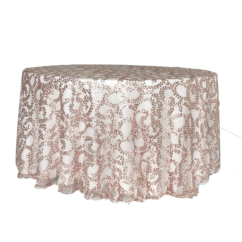 Luxury wedding sequin overlay tablecloth round