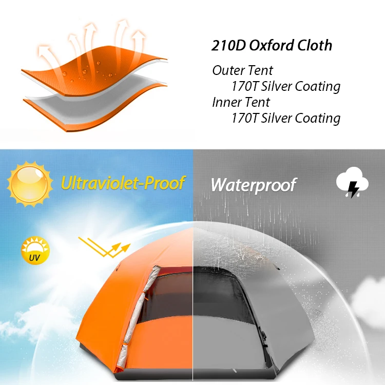 RTS KingGear Waterproof Instant Tents for Camping 3-5 Person Easy Quick Setup Dome Pop up Family Tent