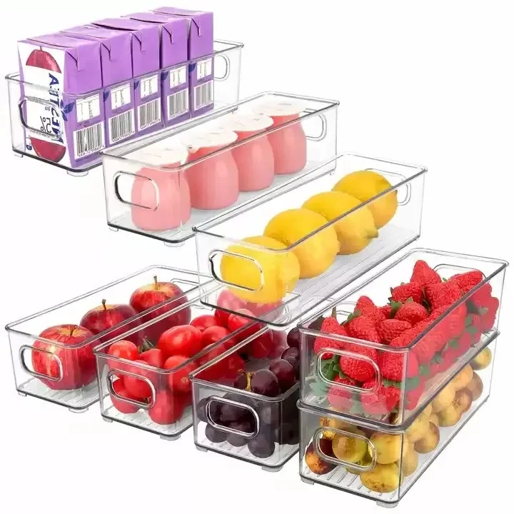 Wholesale Transparent Fridge-Organizer Storage Containers For Fruits And Vegetable Stackable Storage Boxes Kitchen Organizer
