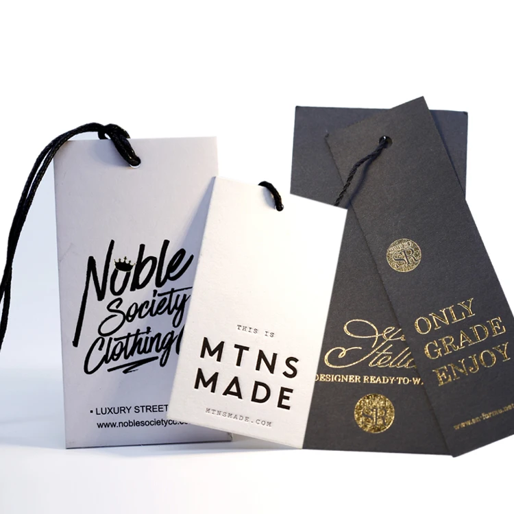 Cheap Custom Design Printing Brand Name Logo Paper Garment Hangtag Labels Clothing Hang Tags with String
