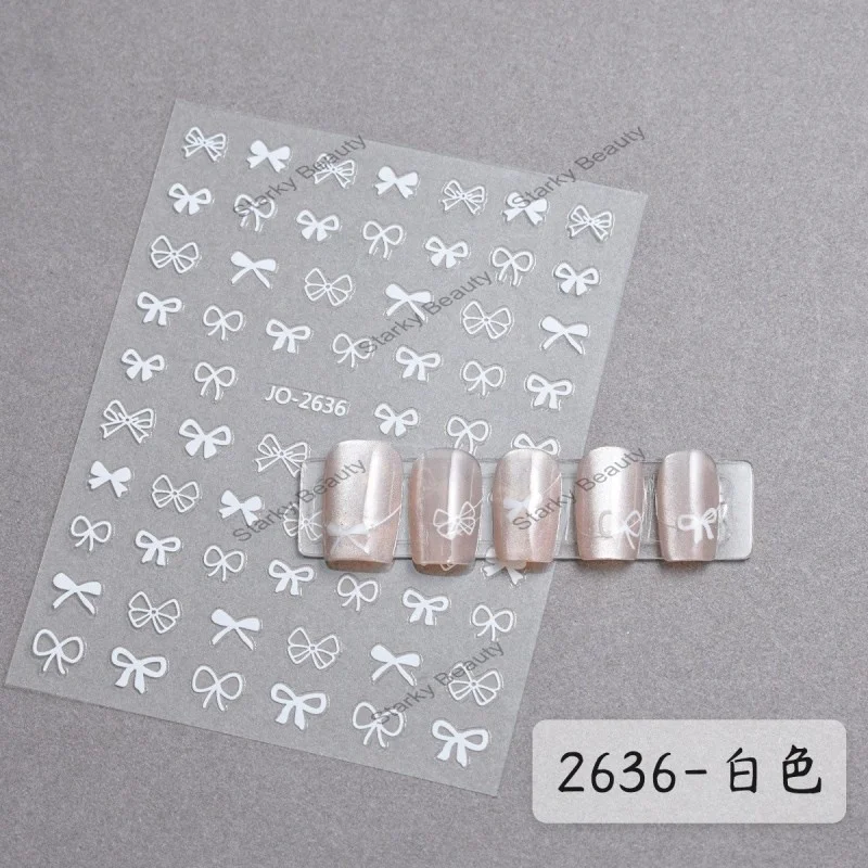 stickers nail China factory hot selling hand-painted nail decals flakes nail art stickers 3d glitter bow decoration