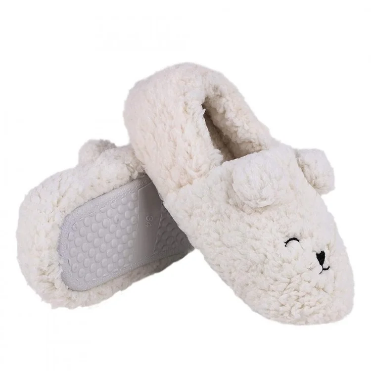 Cute Newborn Kids Toddler Cartoon Warm Fuzzy Plush House Shoes Non-slip Indoor Fur Slippers Babies