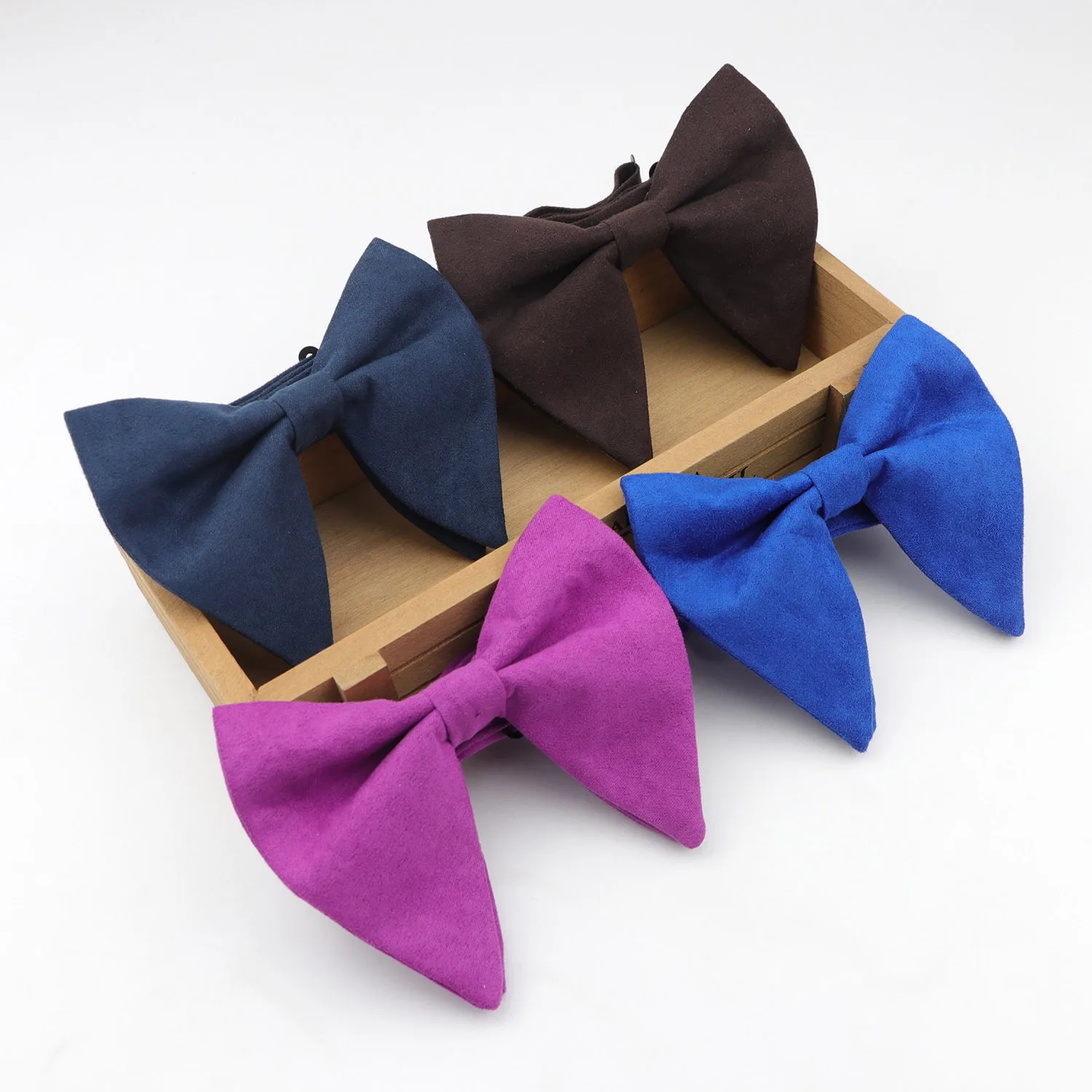 Velvet Solid Micro Suede Big Bowties Groom Imitation Leather Mens Plaid Soft Cravat Butterfly Gravata Male Corduroy Bow Ties