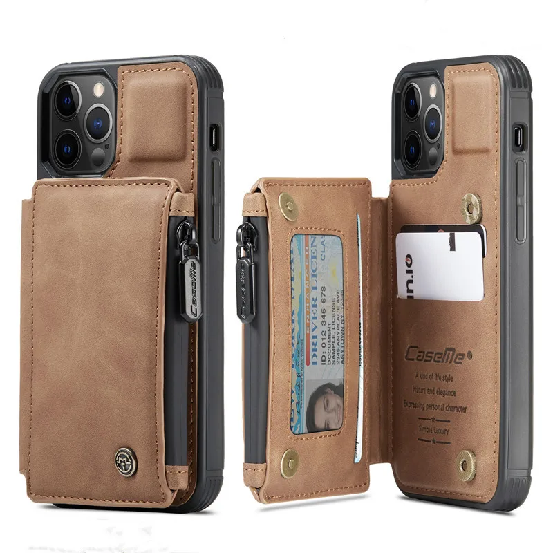 Кожаный чехол-кошелек для iPhone 13 Mini 12 14 Pro Max SE 2020 8 7 Plus кошелек на молнии чехол с отделением карт чехлы