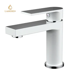 Single Handle Washbasin Bathroom Faucet White Luxury Basin Faucets Cold/hot Water Single Hole Brass Deck Mounted Ceramic Modern