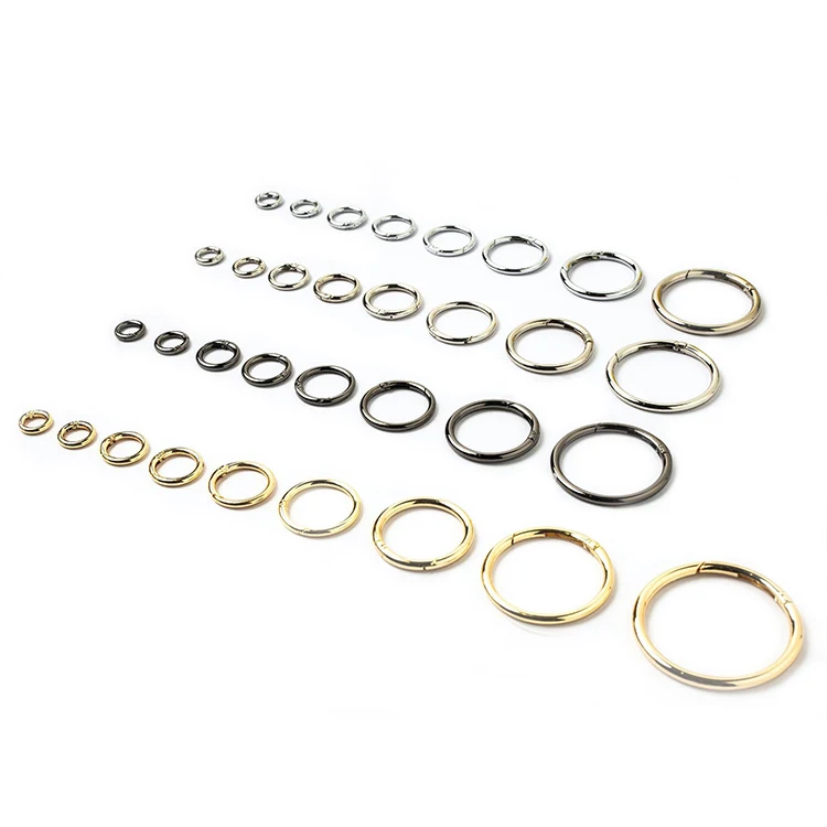 New Trend 9-50mm Zinc Alloy  Spring O Rings Keyring Spring Buckle Handbag Luggage Bag Accessories Openable Ring