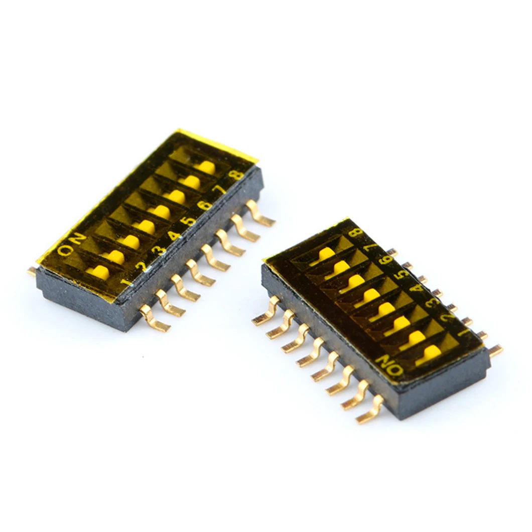 Switch DIP Off ON SPST Recessed 0.025A 24VDC Gull Wing 1.27mm SMD 8 Pos Switchdip switch 2.54