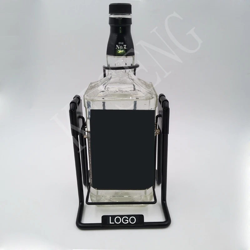 JD whiskey bottle swing pour cradle metal wine display stand holder rack for liquor tequila rum vodka champagne brandy XO VSOP