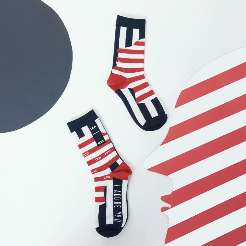 Manufacturer MS D017 Custom Design Socks Comic Colorful Breathable Knit Crew Cotton Women Socks