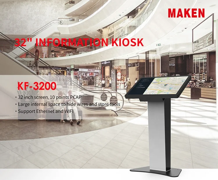 32 inch Android indoor interactive touch screen stand information kiosk