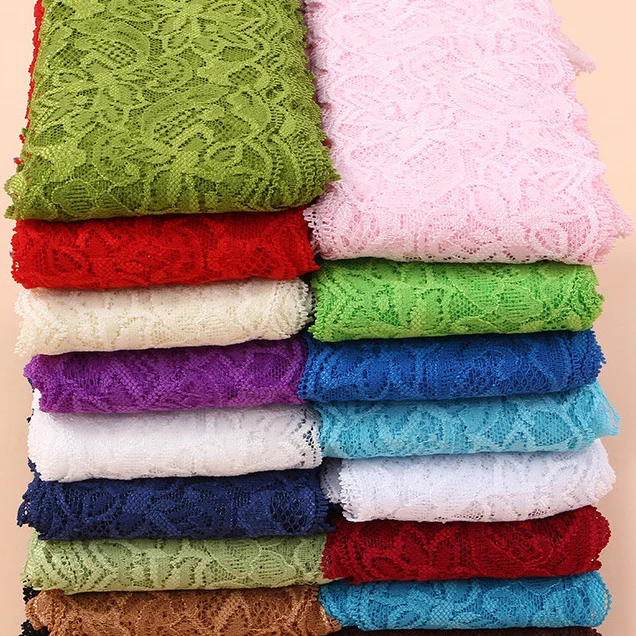 Width 8 cm Black white pink red purple nylon spandex elastic lace trim for garment accessories decoration narrow underwear lace